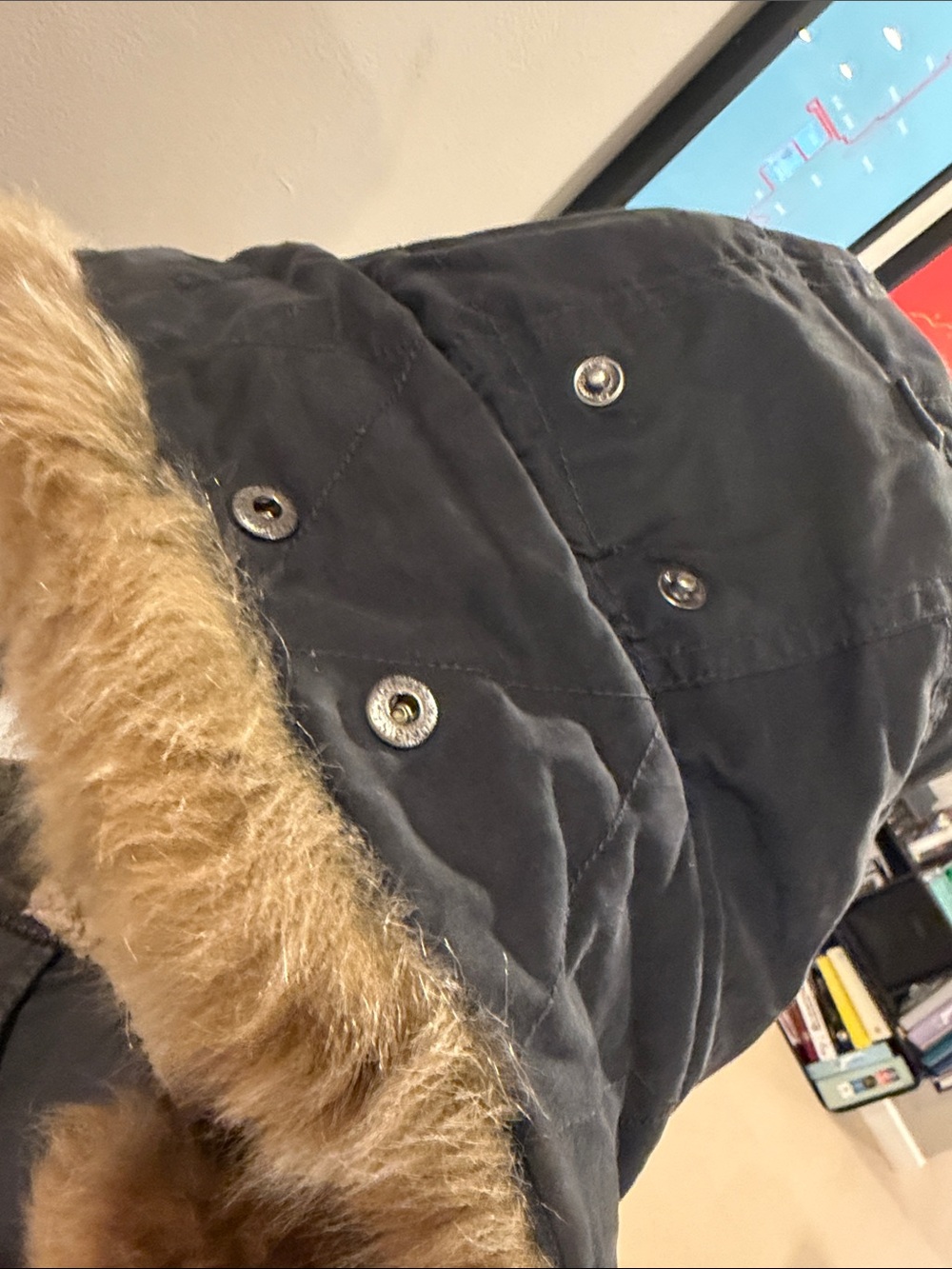 J. Crew Men's Military-Style Parka in Charcoal with Faux-Fur Trim - Picture 13 of 15